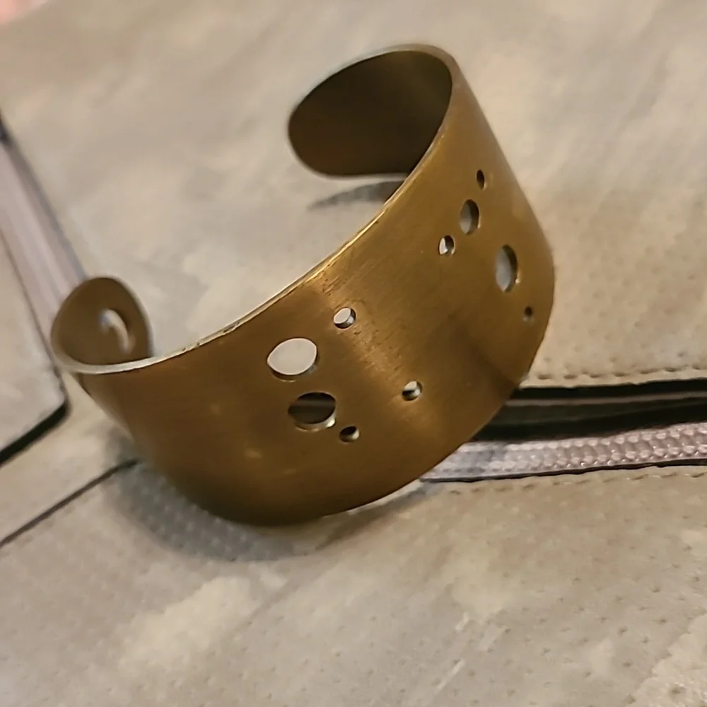 Scout Astrological Zodiac Gemini Brass Wide Cutout Constellation Cuff bracelet - Picture 5 of 7